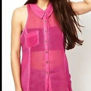 We The Free Button up Sheer Sleeveless top